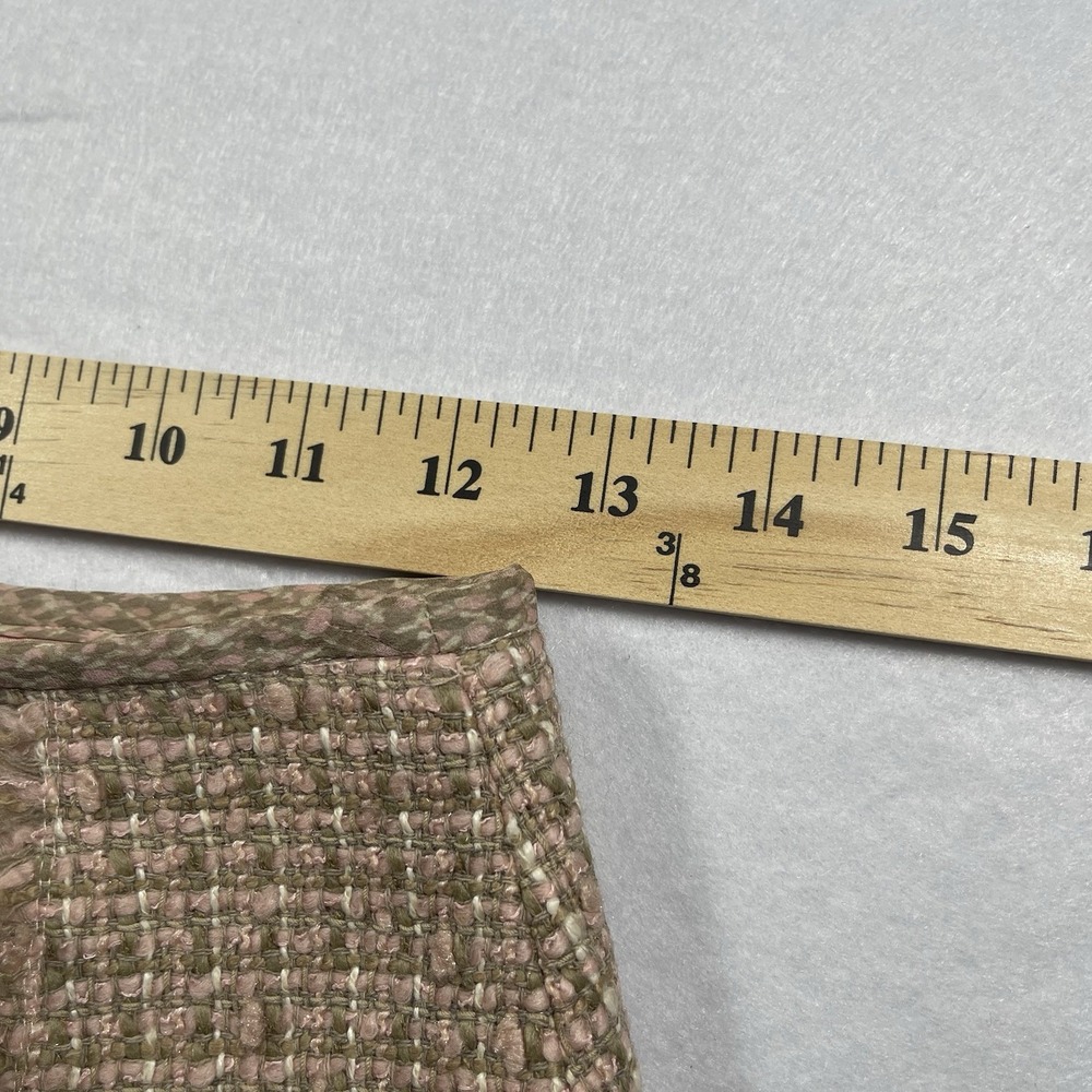 Elie Tahari Tweed A-Line Skirt Pink Beige Fringe Hem Lined Women's 6 - Picture 5 of 6